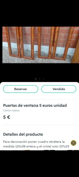 4 Ventanales Madera Cristales Tallados 5€ unidad