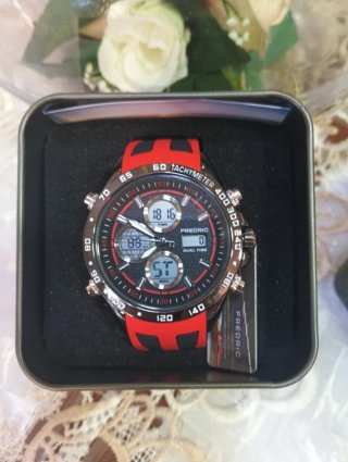 Orologio Fredric Dual Time Nero e Rosso