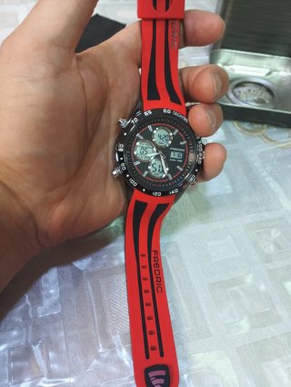 Orologio Fredric Dual Time Nero e Rosso