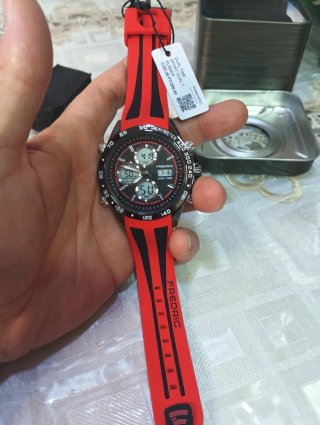Orologio Fredric Dual Time Nero e Rosso