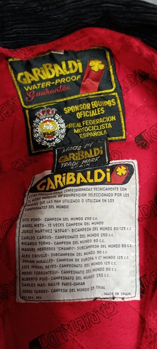 Chaqueta Moto Garibaldi Vintage Negra Roja