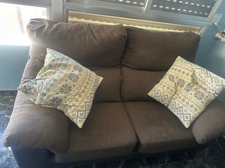 Set di divani in tessuto e pelle marrone/beige