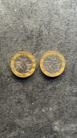 2 Monedas 10 Francos Franceses RF