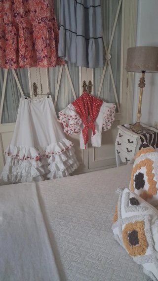 Vestido Romería Blanco y Rojo Talla Única