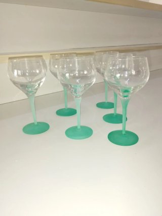 6 Calici Acqua/Vino Gambo Colorato