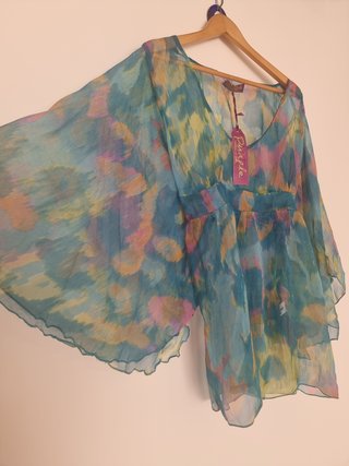 Blusa S/M Multicolor e Turquesa