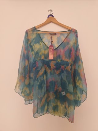 Blusa S/M Multicolor e Turquesa