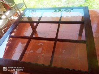 Mesa Comedor Madera y Cristal 140x140