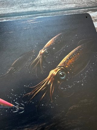 CARTEL METALICO PESCA CALAMAR EGGING YAMASHITA