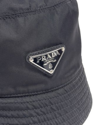 Prada Re-Nylon Bucket Hat Black Enameled Triangle