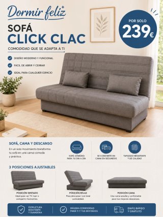 Sofá Cama Click Clac Gris
