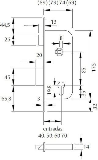 Tesa Assa Abloy cerradura embutir madera [KH0C]