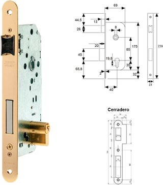 Tesa Assa Abloy cerradura embutir madera [KH0C]
