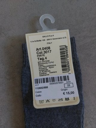 Calzini lunghi Gallo grigi taglia 4 (23-26)