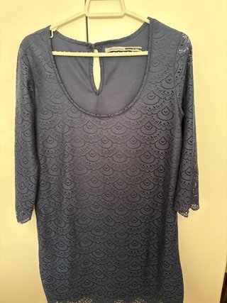 Vestido encaje azul marino Stradivarius Talla L