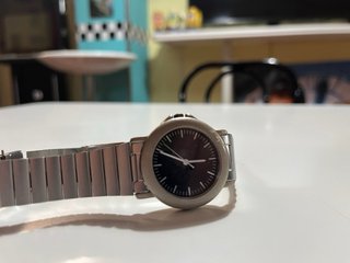 Reloj Quartz Esfera Negra caja y cadena de acero
