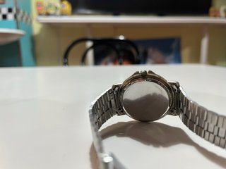 Reloj Quartz Esfera Negra caja y cadena de acero