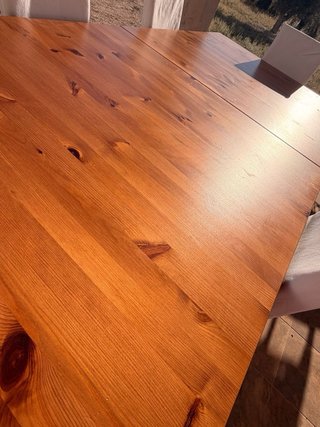 Mesa extensible madera maciza + 6 sillas