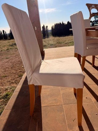 Mesa extensible madera maciza + 6 sillas