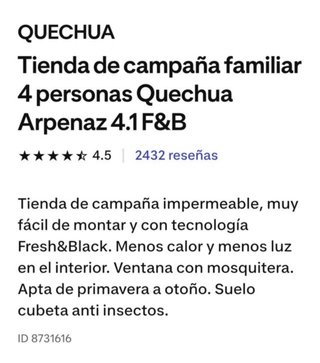 Tienda campaña familiar 4.1 fresh Decathlon