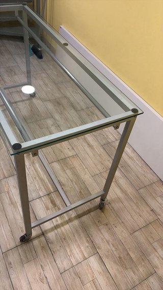 Mesa cristal templado 175x80 con ruedas