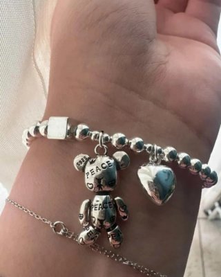 Bracciale Sharme 925 Orsetto Peace Cuore Argento