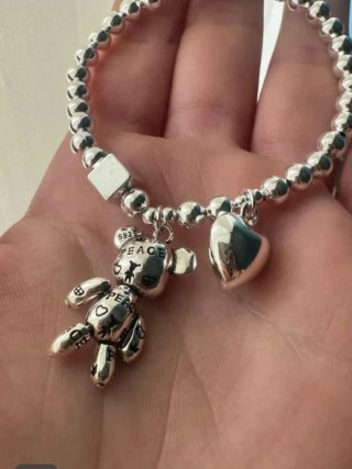 Bracciale Sharme 925 Orsetto Peace Cuore Argento