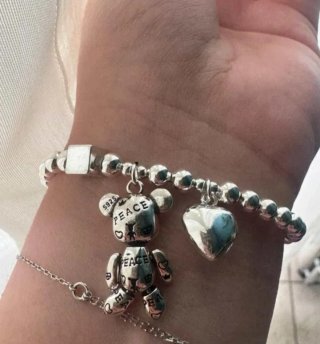 Bracciale Sharme 925 Orsetto Peace Cuore Argento