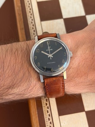 Orologio vintage Enicar Star Jewels black dial