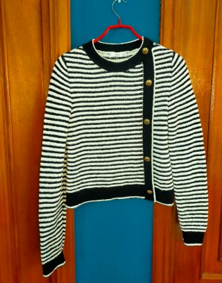 Jersey Mango Rayas Blanco y Negro