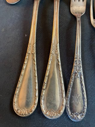 65 Cubiertos Vintage Alpaca baño plata 96 grs