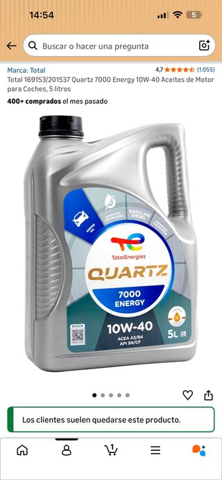 Aceite Motor Total Quartz 7000 10W-40