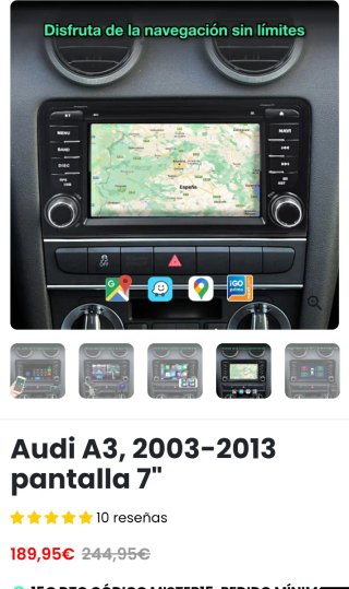 Radio Android coche Audi A3 2003-2013