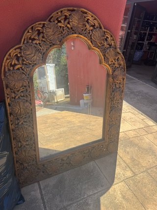 Espejo antiguo madera tallada dorado