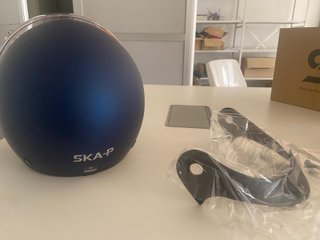 Casco Moto Jet SKA-P Azul Mate con gafa solar