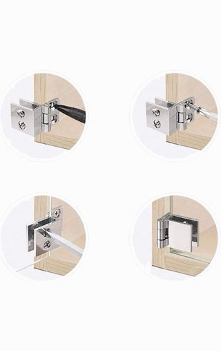 Visagras Acero Inox Puerta Cristal