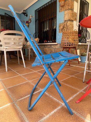 2 Sedie pieghevoli autentiche retrò blu