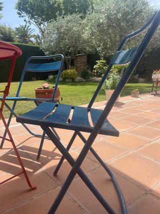 2 Sedie pieghevoli autentiche retrò blu