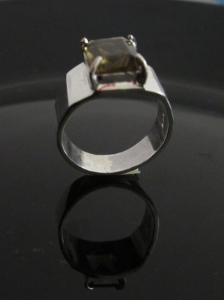 Anillo Plata 925 Cuarzo Ahumado