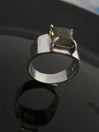 Anillo Plata 925 Cuarzo Ahumado