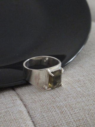 Anillo Plata 925 Cuarzo Ahumado