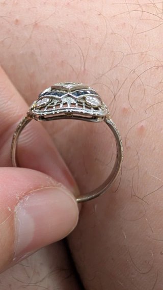 Anillo Art Decó Oro Zafiros Diamante