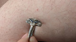 Anillo Art Decó Oro Zafiros Diamante