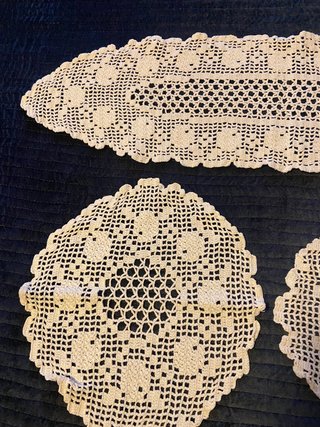 Conjunto 3 naperons crochet vintage