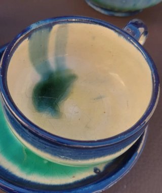 Juego de té Cerámica Azul y Verde