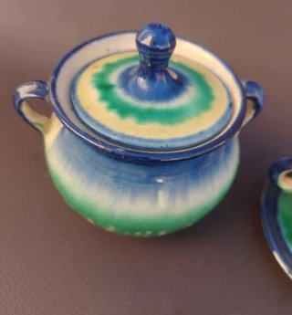 Juego de té Cerámica Azul y Verde