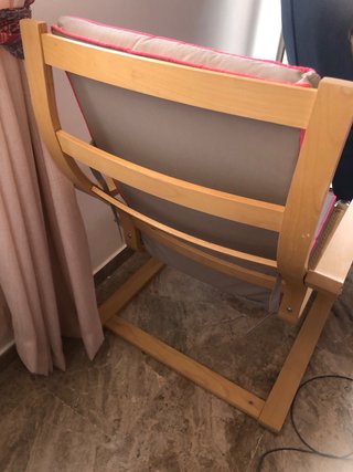 Mecedora Ikea Madera Tela Gris