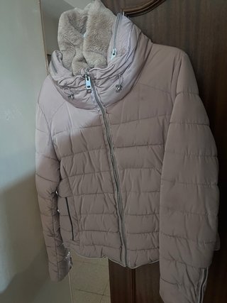 Abrigo acolchado Zara rosa capucha XL