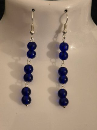 Pendientes largos artesanales azules