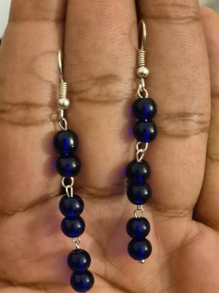 Pendientes largos artesanales azules